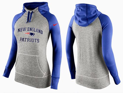 Women's Nike New England Patriots Performance Hoodie Grey & Blue - Click Image to Close