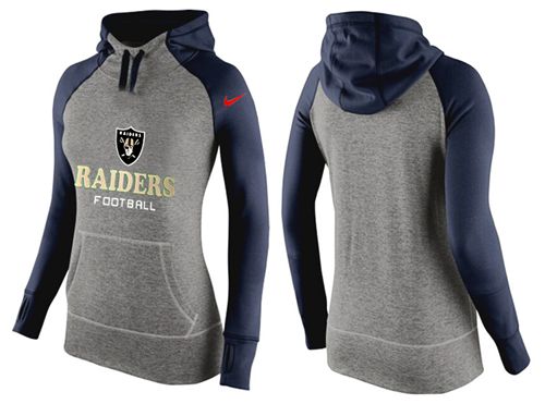 Women's Nike Oakland Raiders Performance Hoodie Grey & Dark Blue