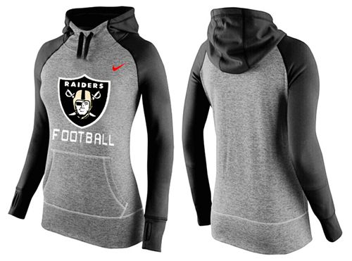 Women's Nike Oakland Raiders Performance Hoodie Grey & Black_1