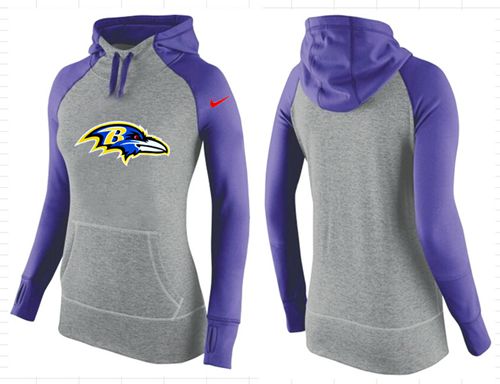 Women's Nike Baltimore Ravens Performance Hoodie Grey & Purple_2 - Click Image to Close