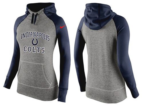 Women's Nike Indianapolis Colts Performance Hoodie Grey & Dark Blue - Click Image to Close