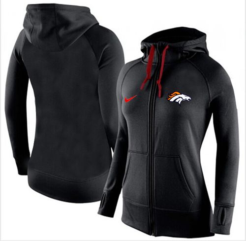 Women's Nike Denver Broncos Full-Zip Performance Hoodie Black