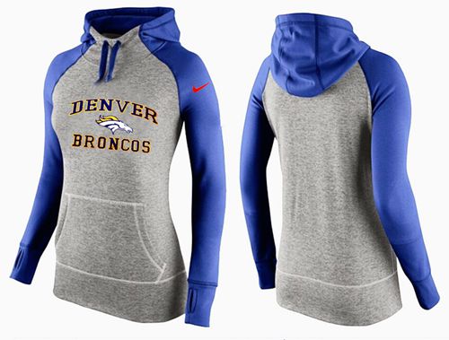 Women's Nike Denver Broncos Performance Hoodie Grey & Blue - Click Image to Close