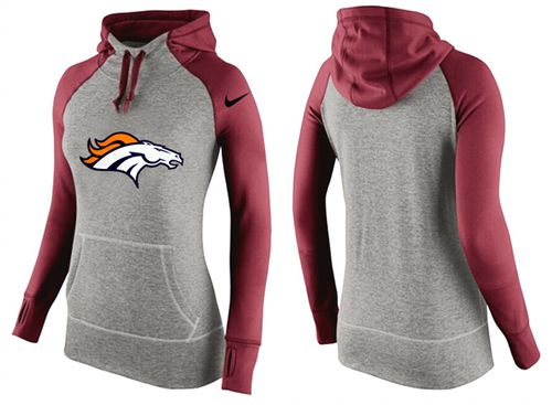 Women's Nike Denver Broncos Performance Hoodie Grey & Red_2 - Click Image to Close