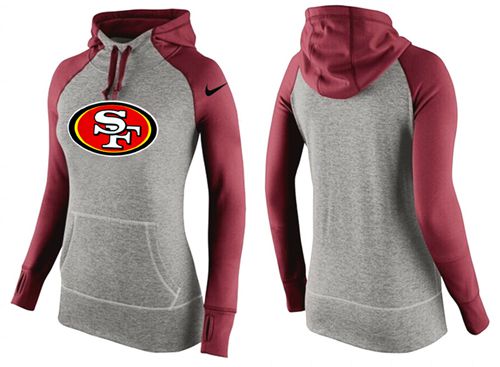 Women's Nike San Francisco 49ers Performance Hoodie Grey & Red_3 - Click Image to Close