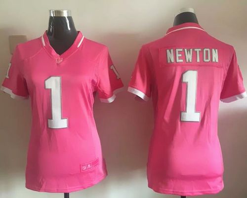 Nike Panthers #1 Cam Newton Pink Women's Stitched NFL Elite Bubble Gum Jersey