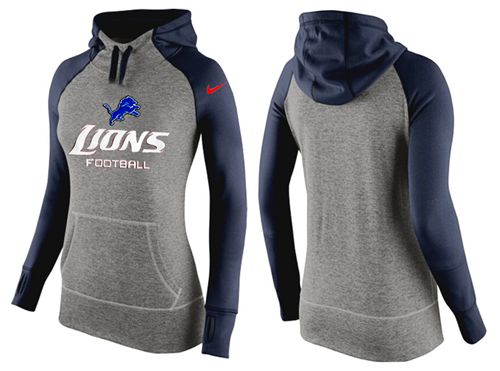 Women's Nike Detroit Lions Performance Hoodie Grey & Dark Blue