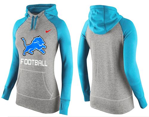 Women's Nike Detroit Lions Performance Hoodie Grey & Light Blue