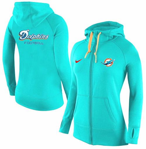 Women's Nike Miami Dolphins Full-Zip Performance Hoodie Green