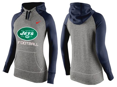 Women's Nike New York Jets Performance Hoodie Grey & Dark Blue