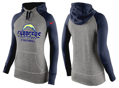 Women's Nike San Diego Chargers Performance Hoodie Grey & Dark Blue - Click Image to Close