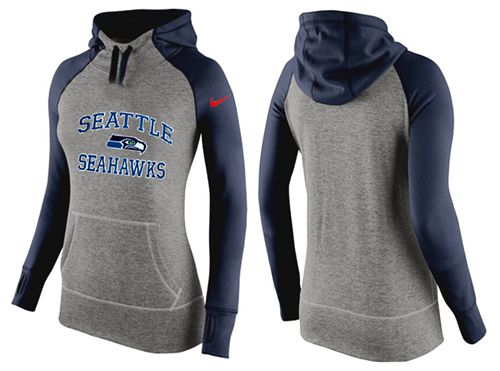 Women's Nike Seattle Seahawks Performance Hoodie Grey & Dark Blue_2