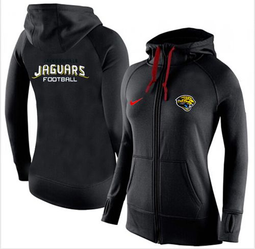 Women's Nike Jacksonville Jaguars Full-Zip Performance Hoodie Black - Click Image to Close