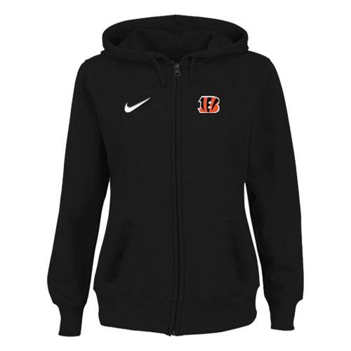 Women's Cincinnati Bengals Stadium Rally Full Zip Hoodie Black - Click Image to Close