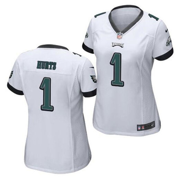 Women's Philadelphia Eagles #1 Jalen Hurts White Vapor Untouchable Limited Stitched Football Jersey(Run Small)