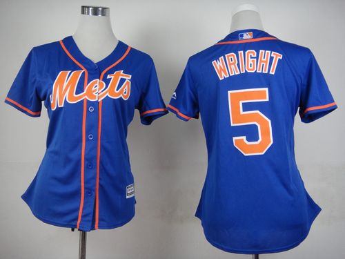 Mets #5 David Wright Blue Alternate Women's Stitched MLB Jersey - Click Image to Close