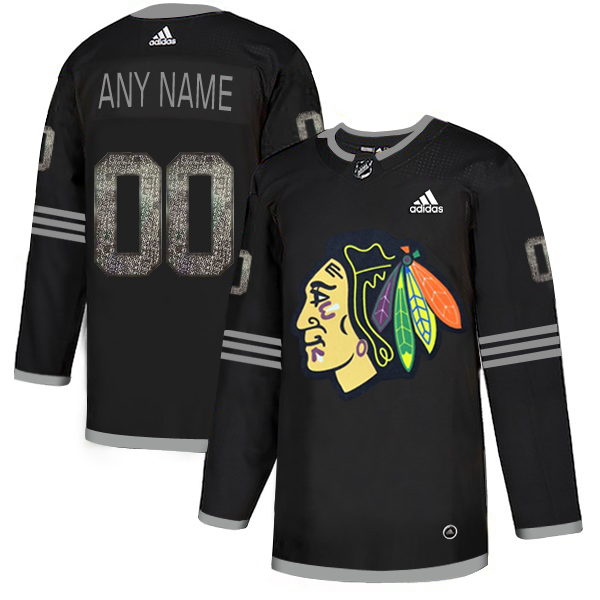 Men's Adidas Blackhawks Personalized Authentic Black Classic NHL Jersey