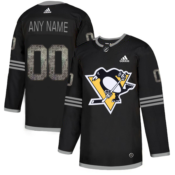 Men's Adidas Penguins Personalized Authentic Black Classic NHL Jersey - Click Image to Close