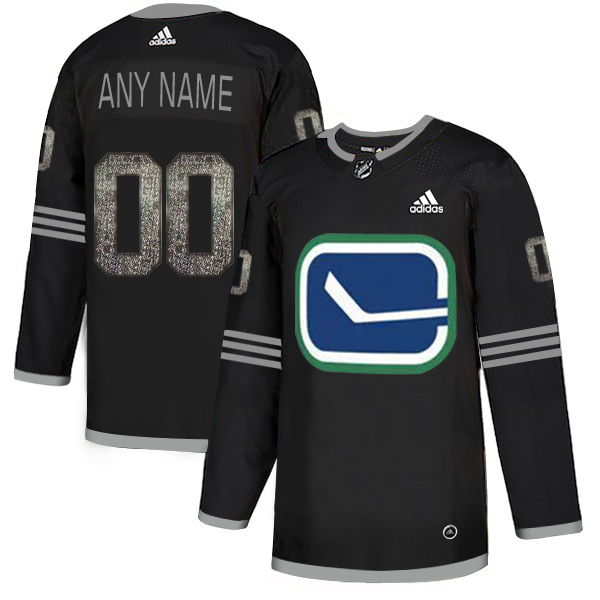 Men's Adidas Canucks Personalized Authentic Black Classic NHL Jersey - Click Image to Close