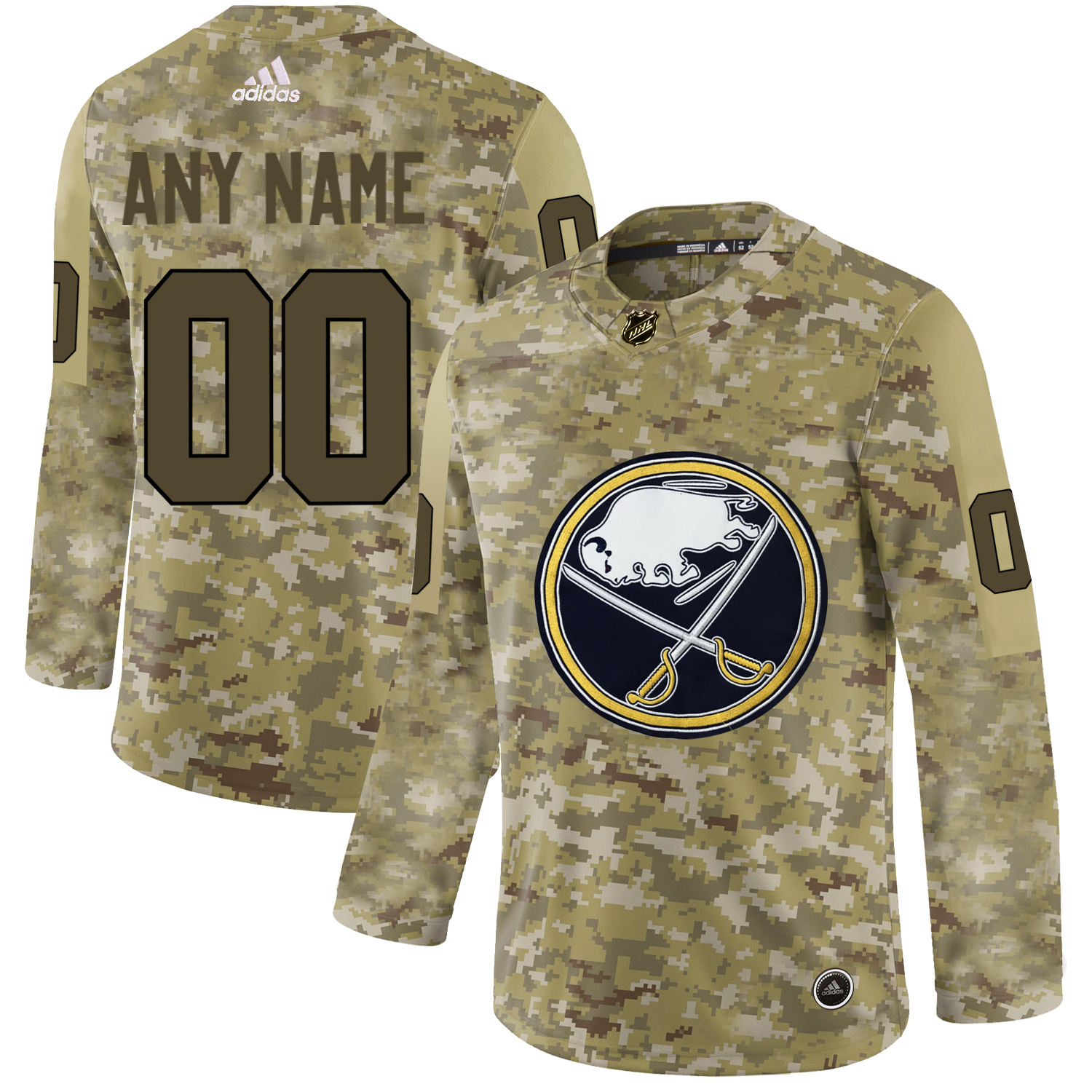 Men's Adidas Sabres Personalized Camo Authentic NHL Jersey