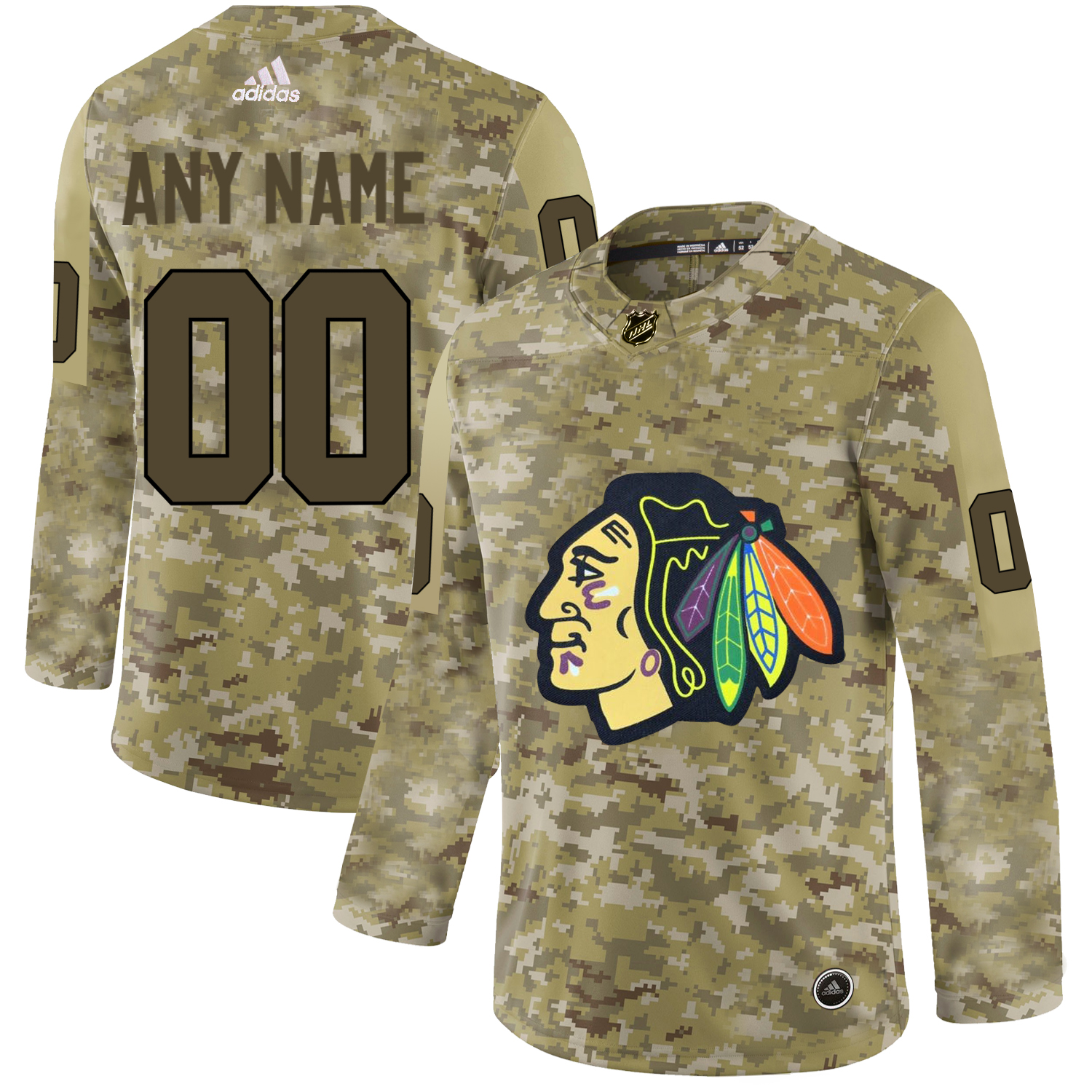 Men's Adidas Blackhawks Personalized Camo Authentic NHL Jersey