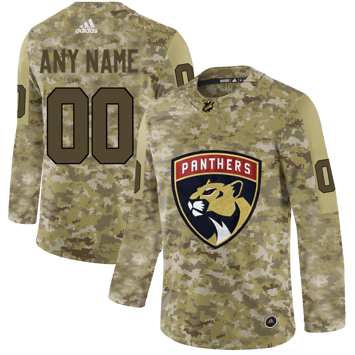 Men's Adidas Panthers Personalized Camo Authentic NHL Jersey - Click Image to Close