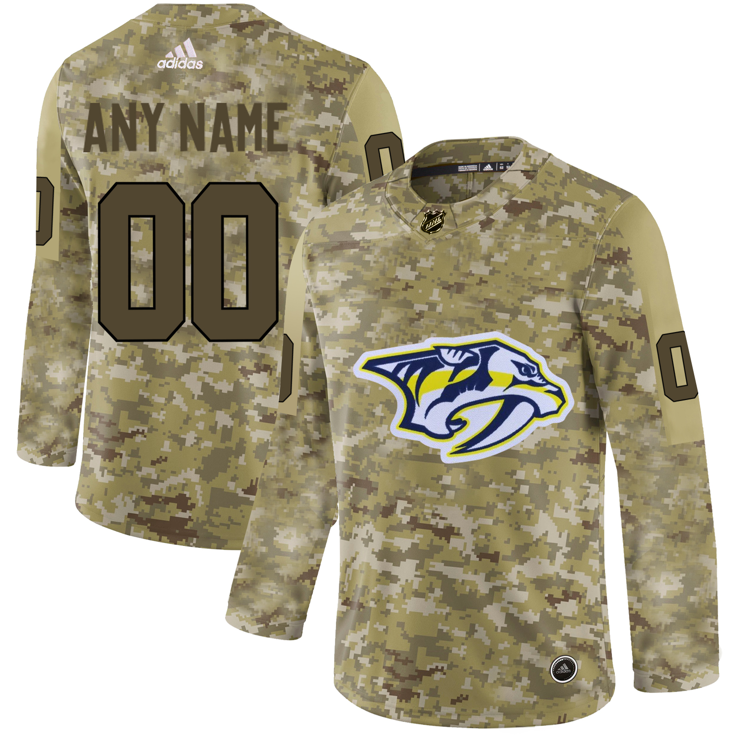 Men's Adidas Predators Personalized Camo Authentic NHL Jersey