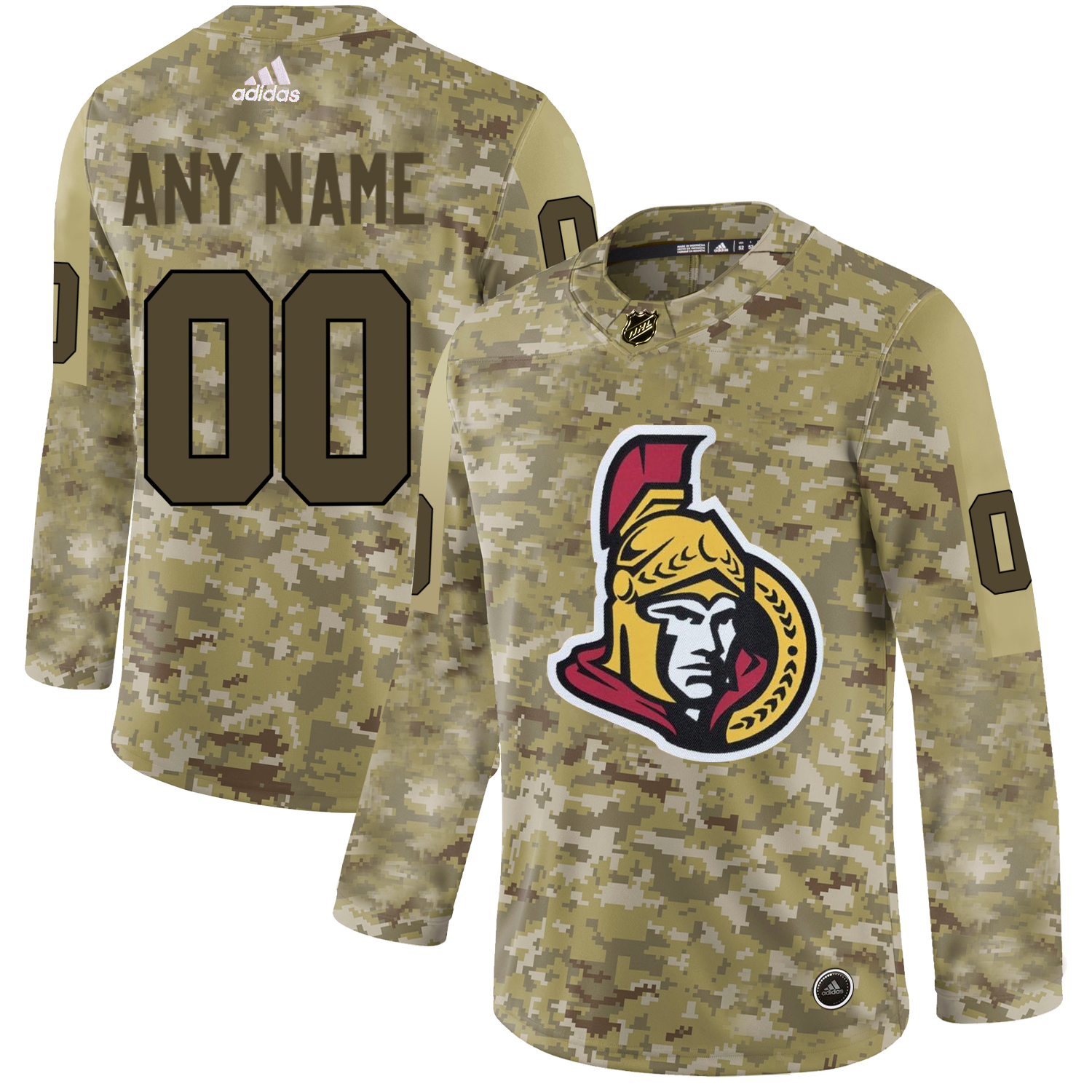 Men's Adidas Senators Personalized Camo Authentic NHL Jersey