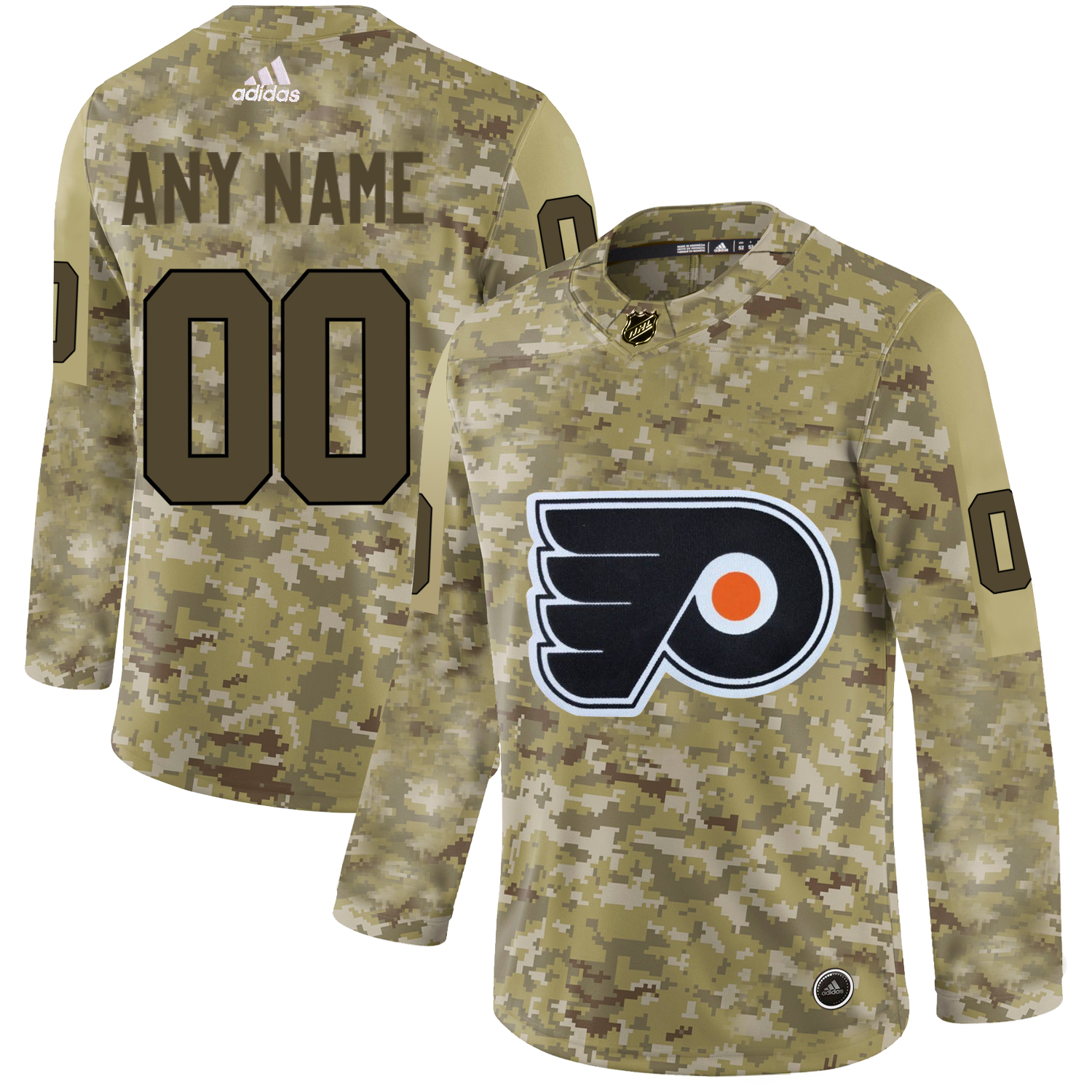 Men's Adidas Flyers Personalized Camo Authentic NHL Jersey