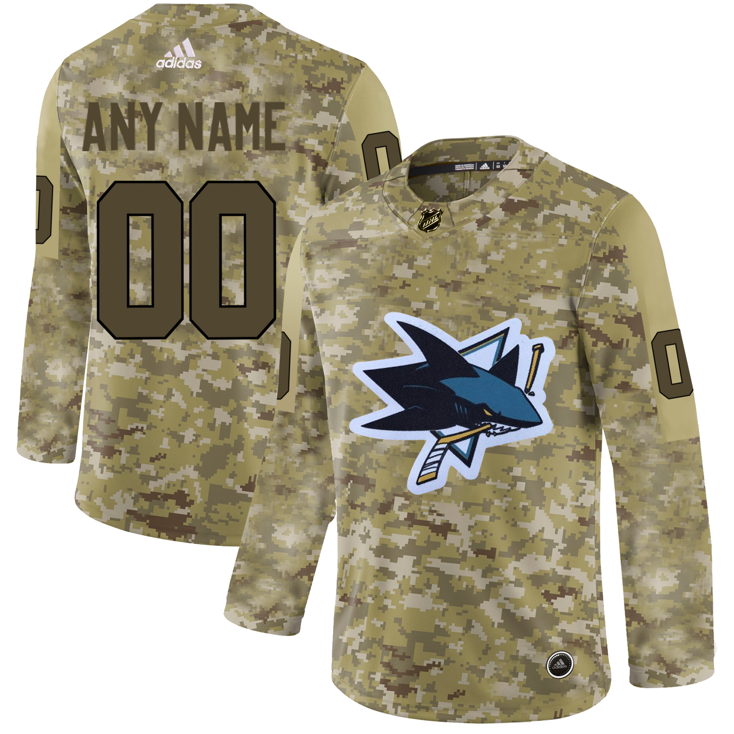 Men's Adidas Sharks Personalized Camo Authentic NHL Jersey