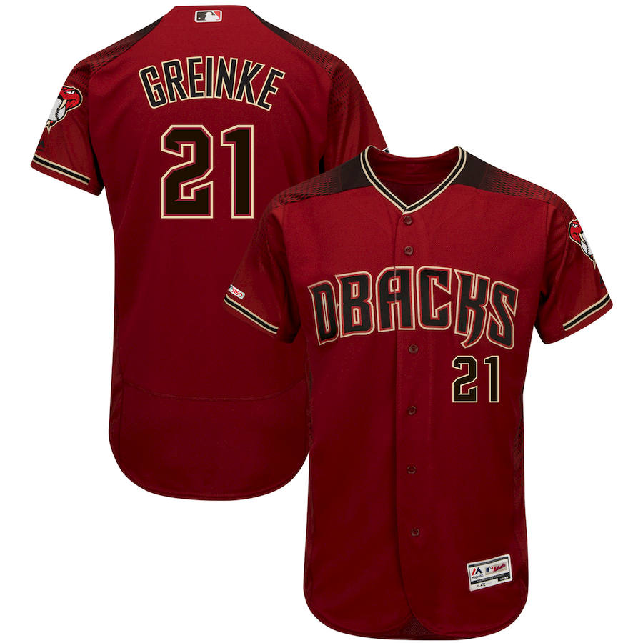 Arizona Diamondbacks #21 Zack Greinke Majestic Alternate Authentic Collection Flex Base Player Jersey Crimson