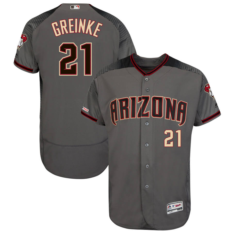 Arizona Diamondbacks #21 Zack Greinke Majestic Road Authentic Collection Flex Base Player Jersey Gray