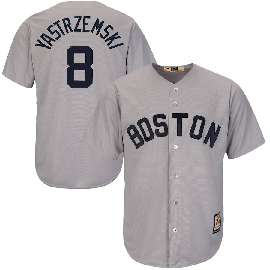 Boston Red Sox #8 Carl Yastzremski Majestic Cool Base Cooperstown Collection Player Jersey Gray