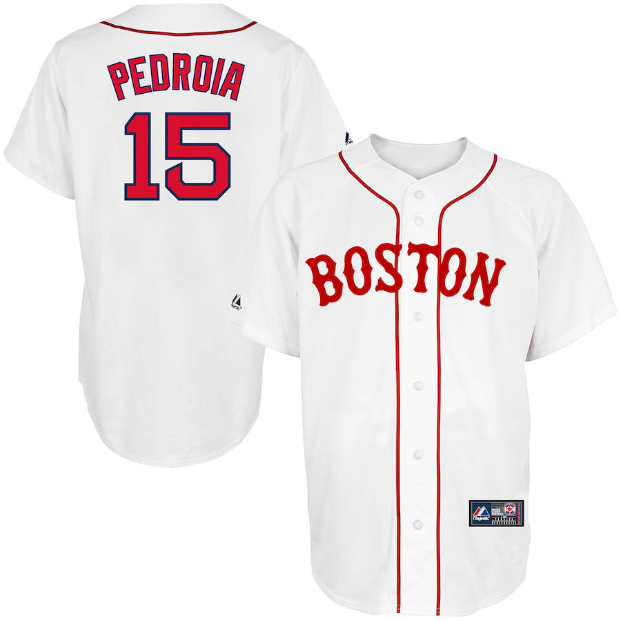 Boston Red Sox #15 Dustin Pedroia Majestic Alternate Replica Player Jersey White