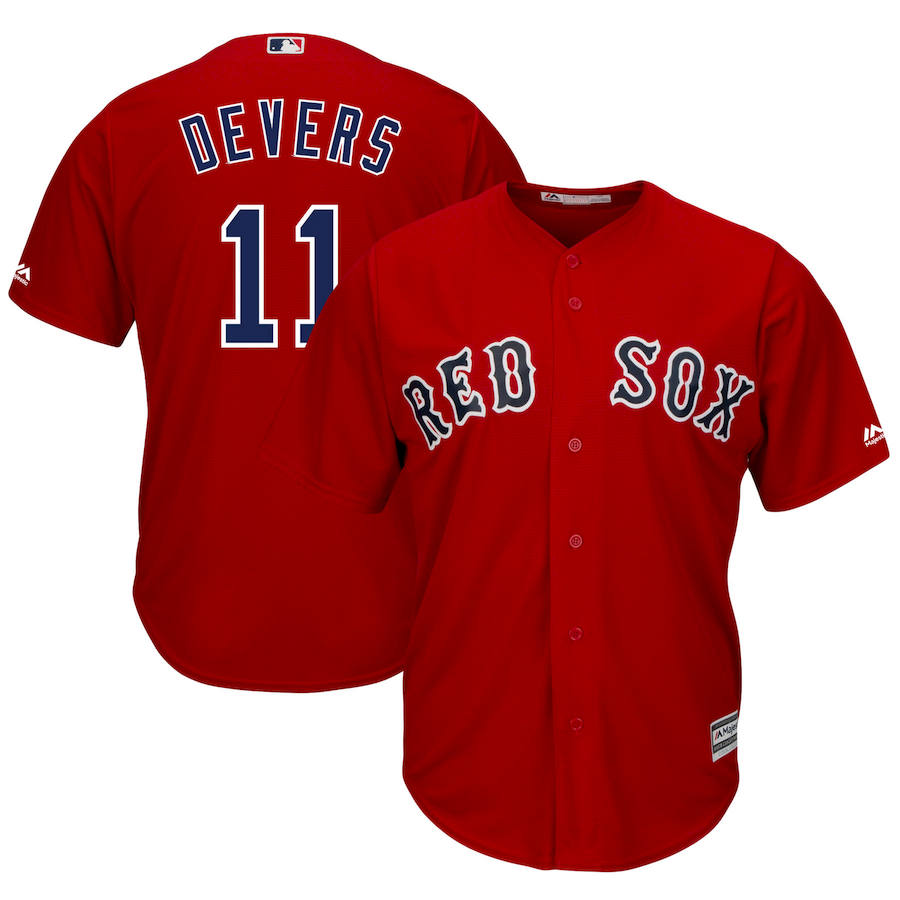 Boston Red Sox #11 Rafael Devers Majestic Alternate Official Cool Base Player Jersey Scarlet - Click Image to Close