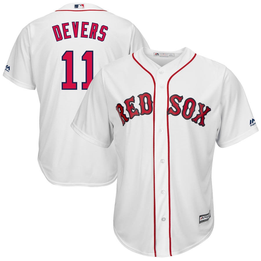 Boston Red Sox #11 Rafael Devers Majestic Home Official Cool Base Player Jersey White