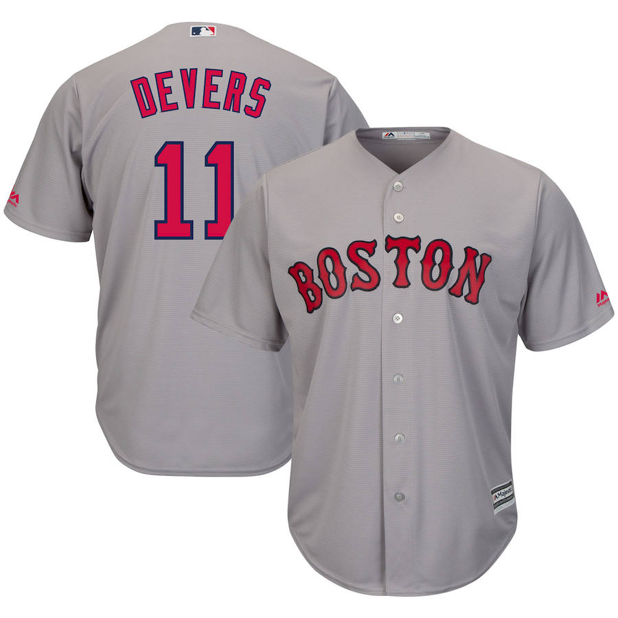 Boston Red Sox #11 Rafael Devers Majestic Road Official Cool Base Player Jersey Gray