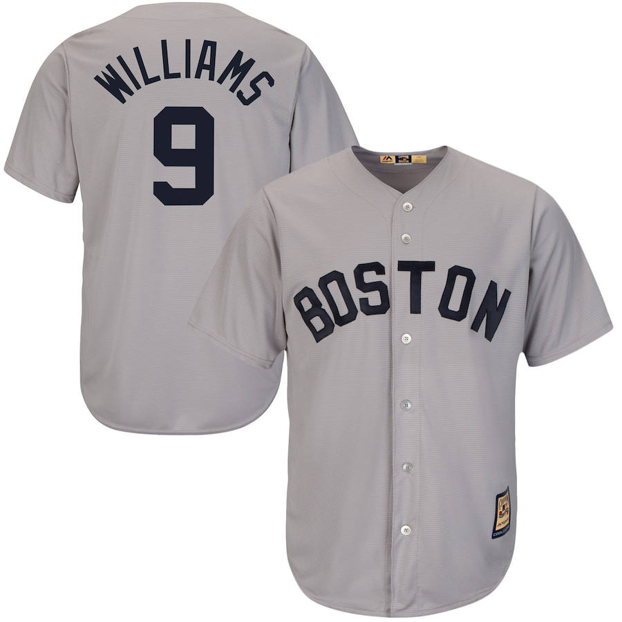 Boston Red Sox #9 Ted Williams Majestic Cool Base Cooperstown Collection Player Jersey Gray