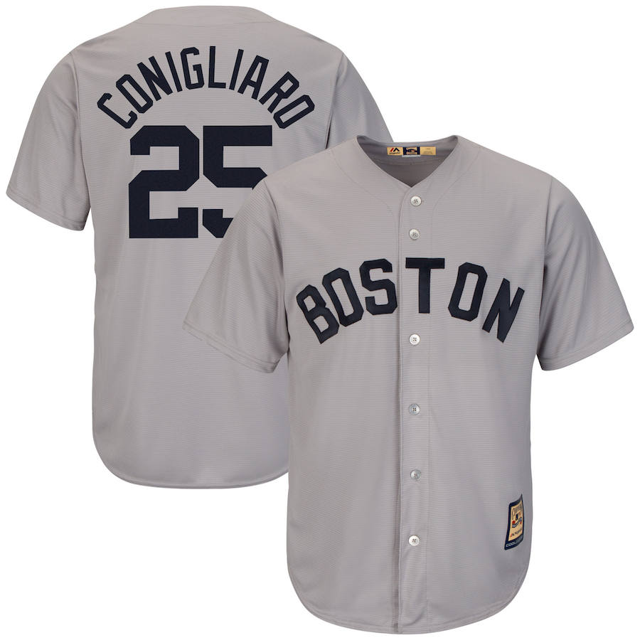 Boston Red Sox #25 Tony Conigliaro Majestic Cooperstown Collection Cool Base Player Jersey Gray - Click Image to Close