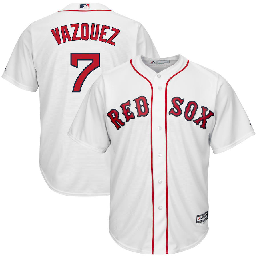 Boston Red Sox #7 Christian Vazquez Majestic Home Cool Base Player Jersey White - Click Image to Close