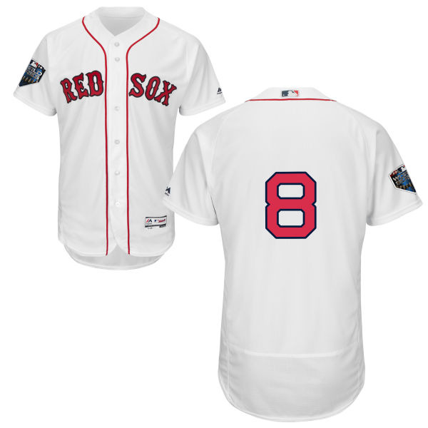 Red Sox #8 Carl Yastrzemski White Flexbase Authentic Collection 2018 World Series Stitched MLB Jersey - Click Image to Close