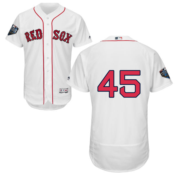 Red Sox #45 Pedro Martinez White Flexbase Authentic Collection 2018 World Series Stitched MLB Jersey