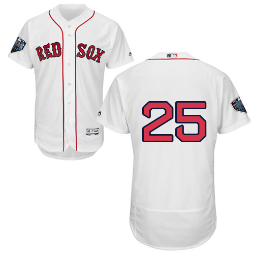 Red Sox #25 Jackie Bradley Jr White Flexbase Authentic Collection 2018 World Series Stitched MLB Jersey