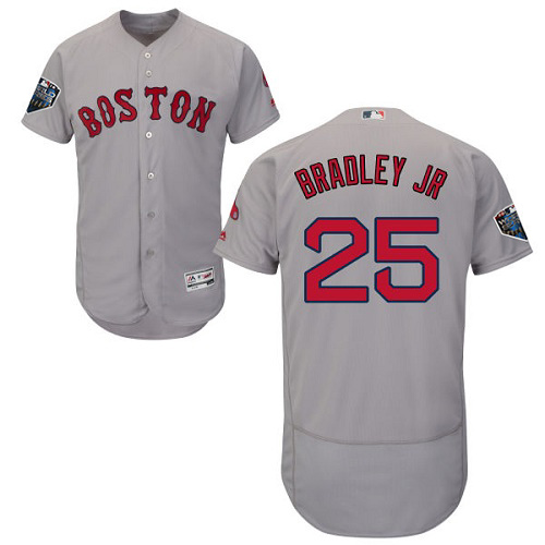 Red Sox #25 Jackie Bradley Jr Grey Flexbase Authentic Collection 2018 World Series Stitched MLB Jersey - Click Image to Close