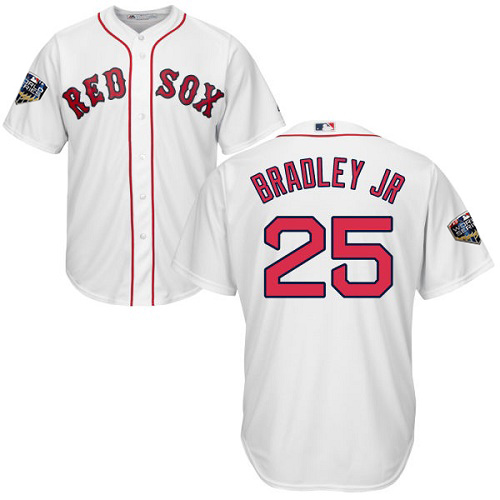 Red Sox #25 Jackie Bradley Jr White New Cool Base 2018 World Series Stitched MLB Jersey