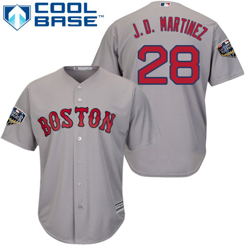 Red Sox #28 J. D. Martinez Grey New Cool Base 2018 World Series Stitched MLB Jersey - Click Image to Close