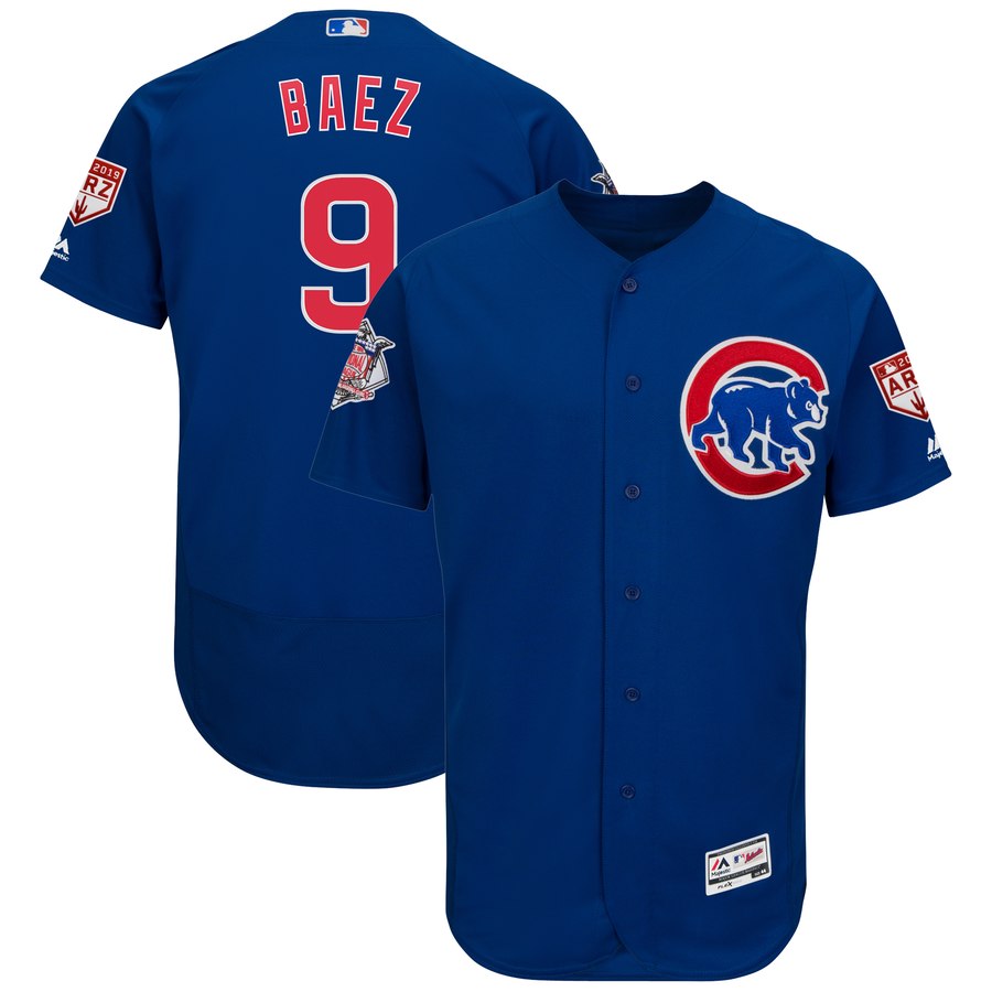 Cubs #9 Javier Baez Blue 2019 Spring Training Flex Base Stitched MLB Jersey