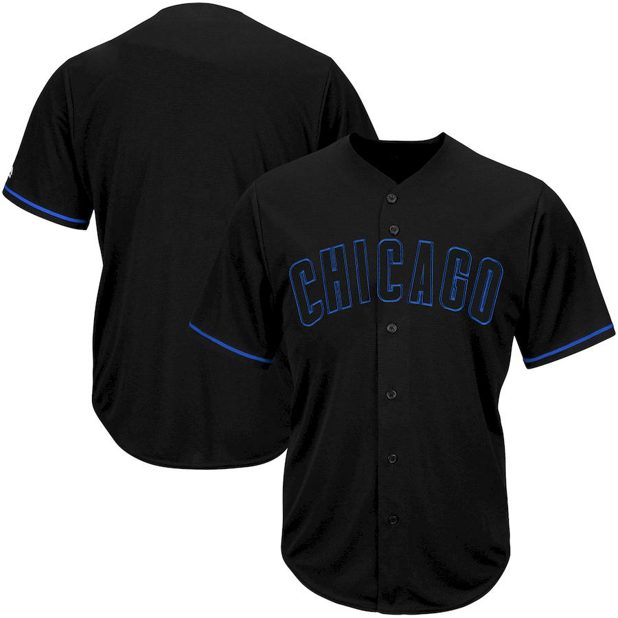 Chicago Cubs Majestic Big & Tall Pop Fashion V-Neck Jersey Black