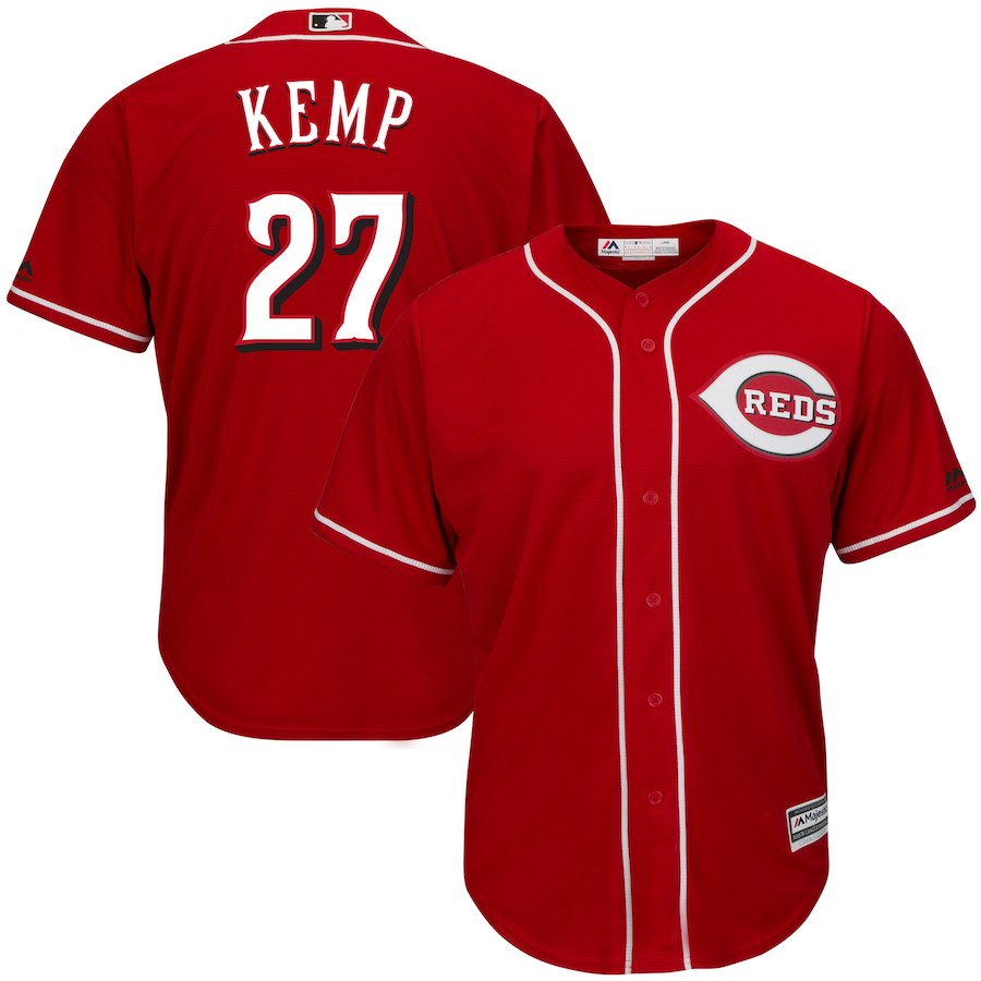 Men's Reds #27 Matt Kemp Majestic Scarlet Alternate Official Cool Base Player Jersey