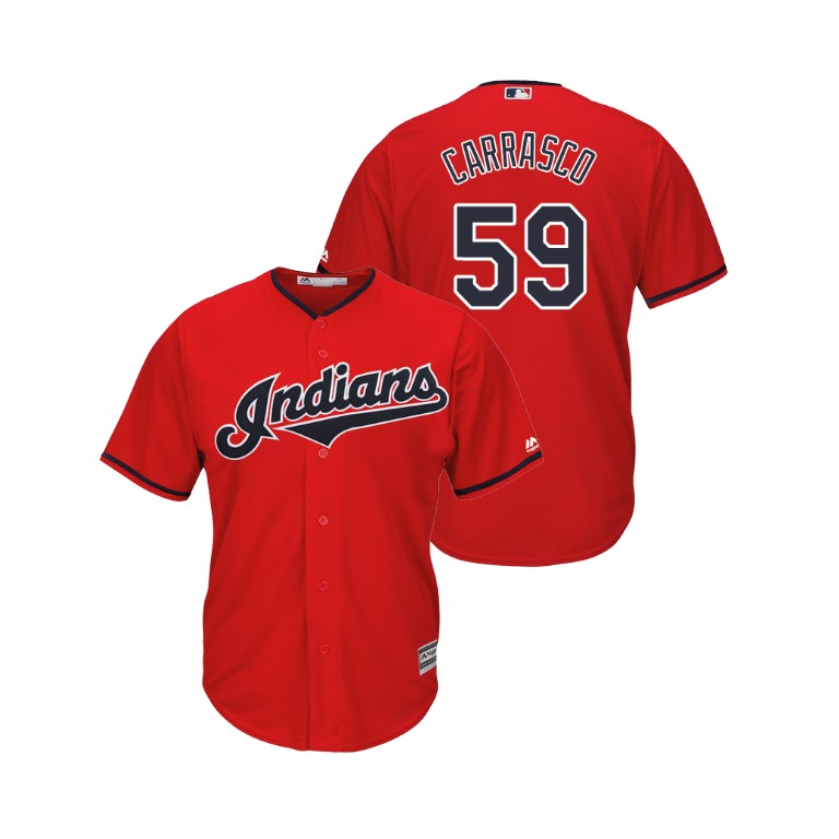 Indians #59 Carlos Carrasco Scarlet Alternate 2019 Cool Base Stitched MLB Jersey